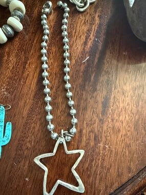Silver Star Pendant Beaded Necklace